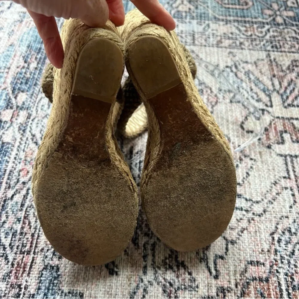 Stuart Weitzman Alexis Wedge Swamp Espadrille Sandals Khaki Size 8.5 - Picture 9 of 14